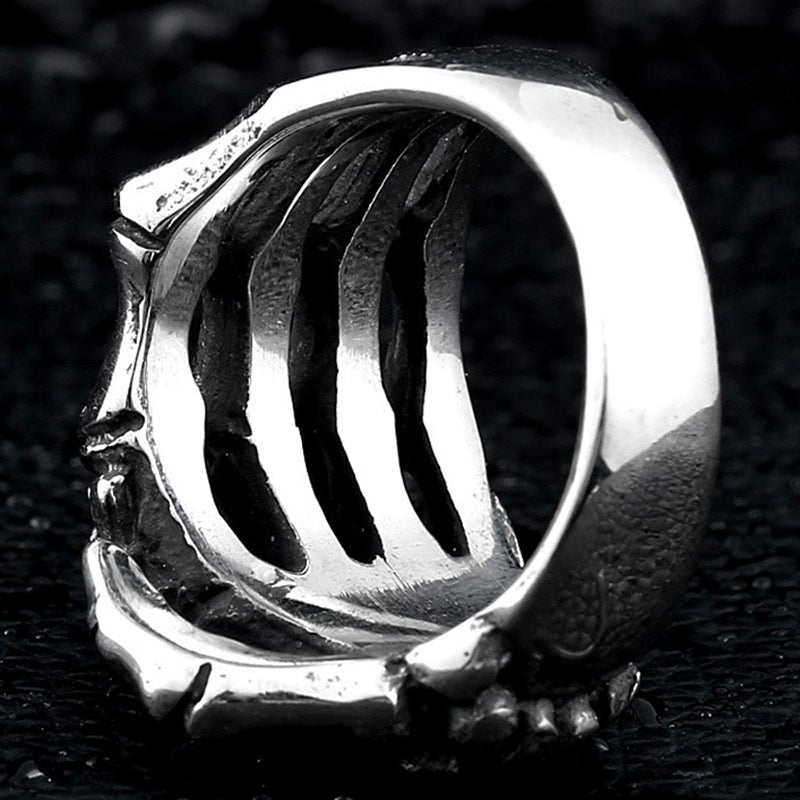 Gothic Oni Mask Skull Ring - Japanese Demon Skull Ring