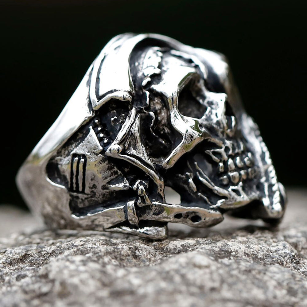 Triple Skull Band Ring - Three Skeleton Heads Stainless Steel