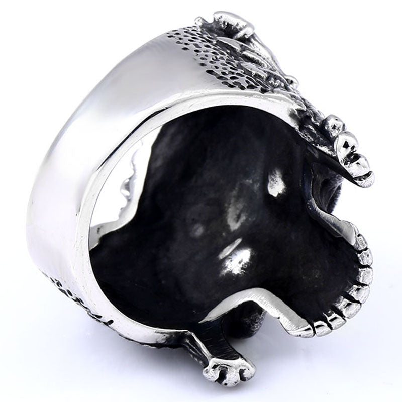 Red Eye Demon Skull Ring - Gothic Red Crystal Eyes Stainless Steel