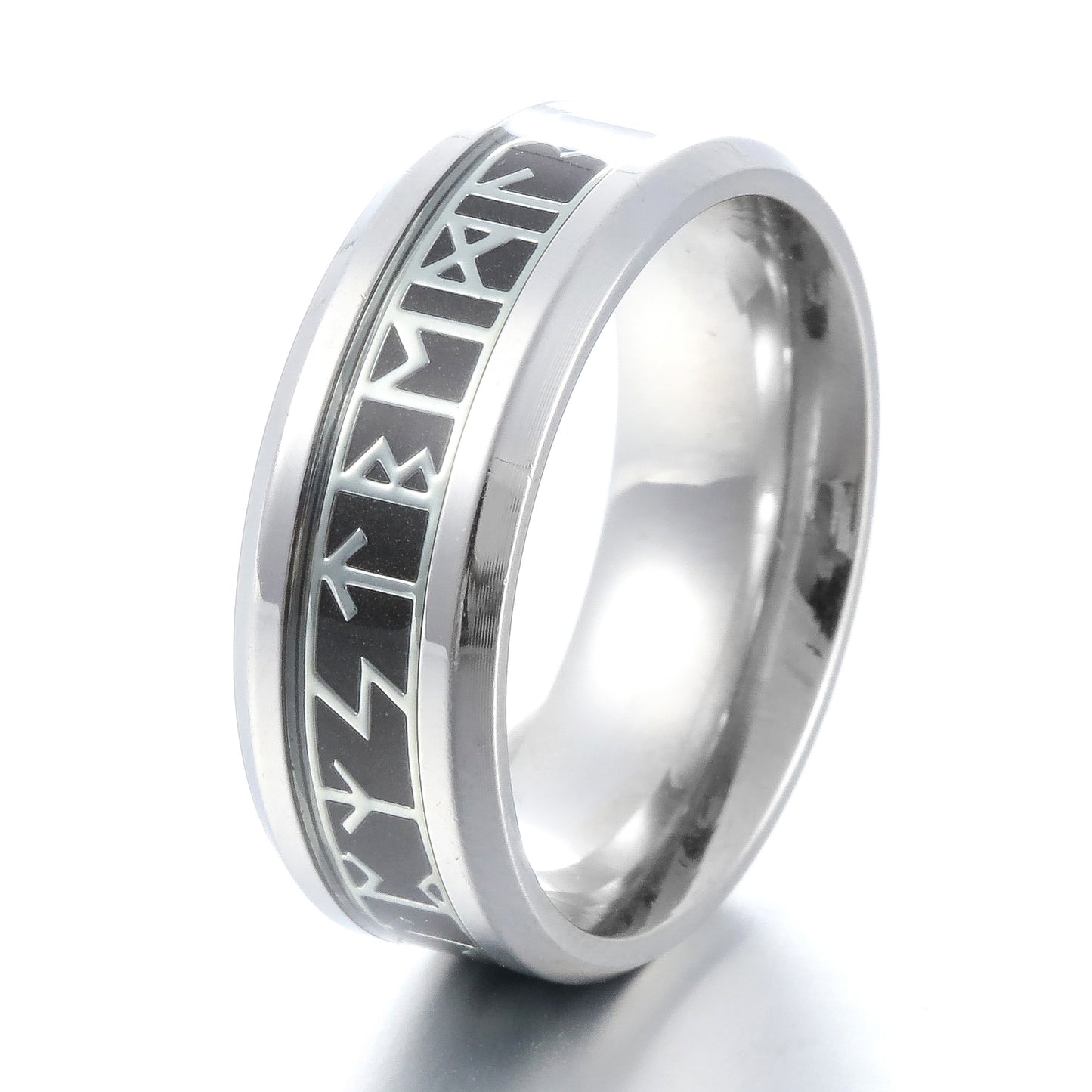 ZMY Home Rings Stainless Steel Jewelry Viking Norse Symbol Rune Elder Futhark Alphabet Rings