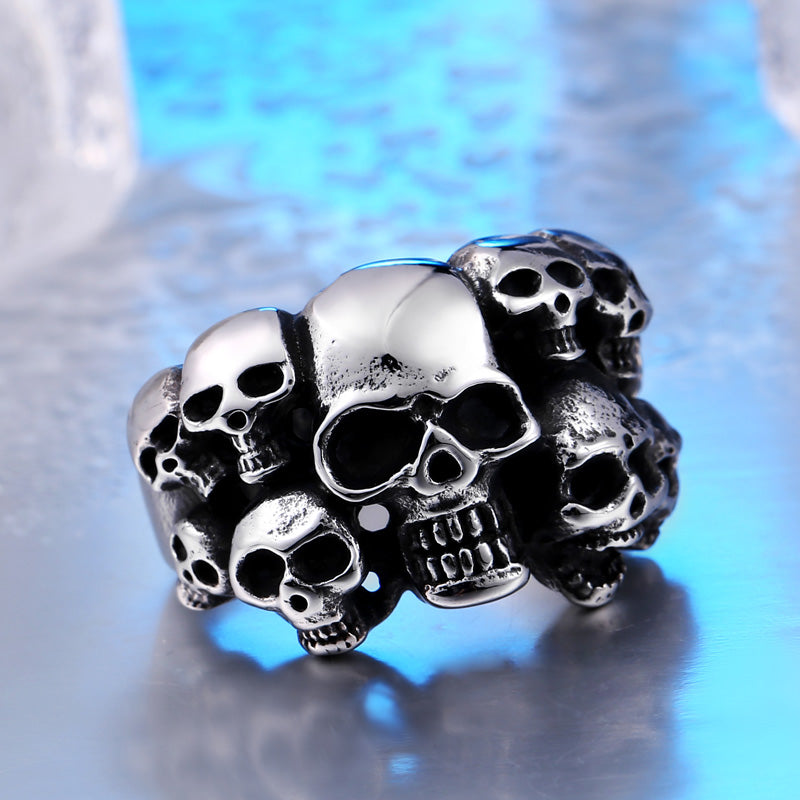 ZMY Home Multi Skull Ring - Gothic Cluster Stainless Steel Biker Jewelry