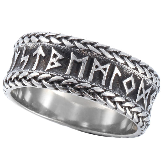 ZMY Home Rings Nordic Symbol Rune Elder Futhark Alphabet Ring Stainless Steel Viking Jewelry Ring