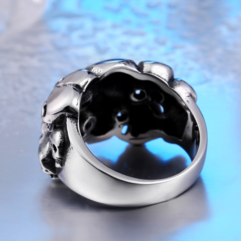 ZMY Home Multi Skull Ring - Gothic Cluster Stainless Steel Biker Jewelry