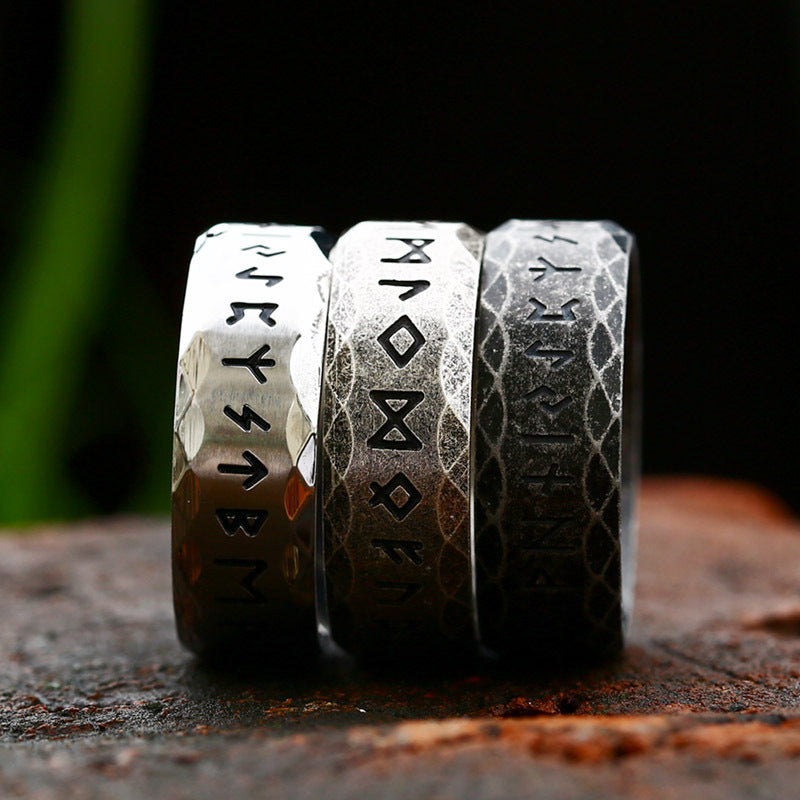 ZMY Home Elder Futhark Runes Ring - Viking Norse Rune Stainless Steel Jewelry for Men, Spiritual Symbolic Gift