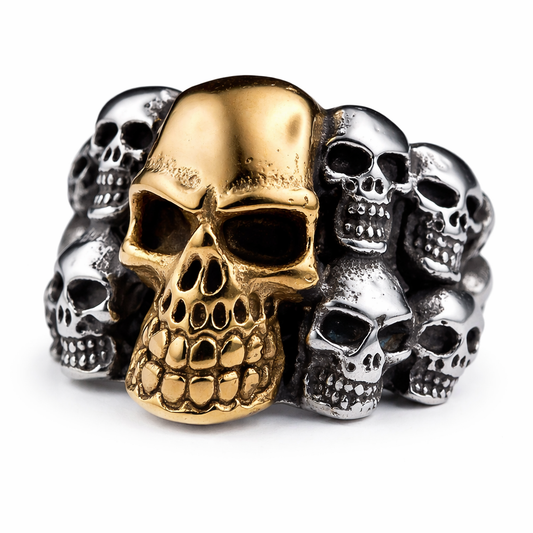 Vintage Double Skull Ring - Gothic Stainless Steel Statement Ring