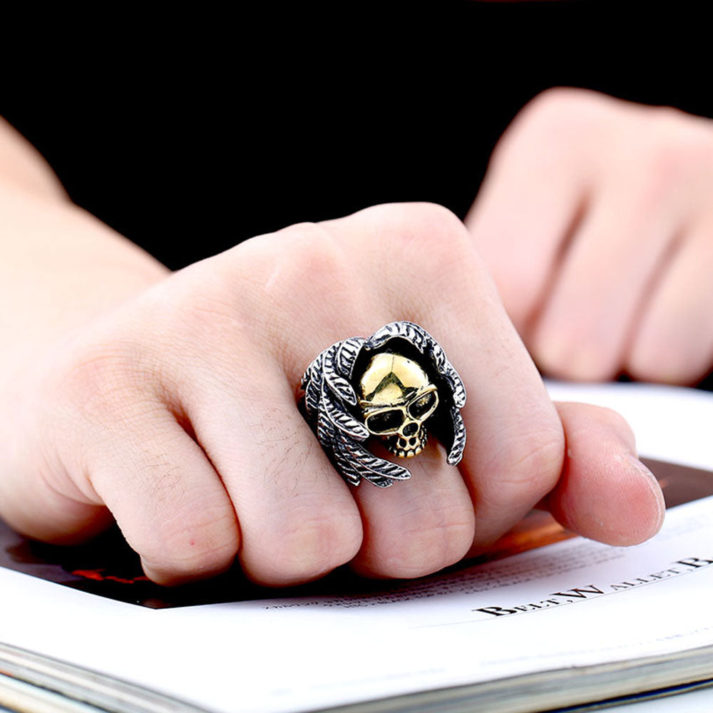Laughing Skull Ring - Grinning Skeleton Face Statement Ring