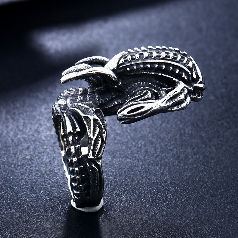 ZMY Home Alien Warrior Ring - Movie Creature Design Stainless Steel Gothic Band Jewelry