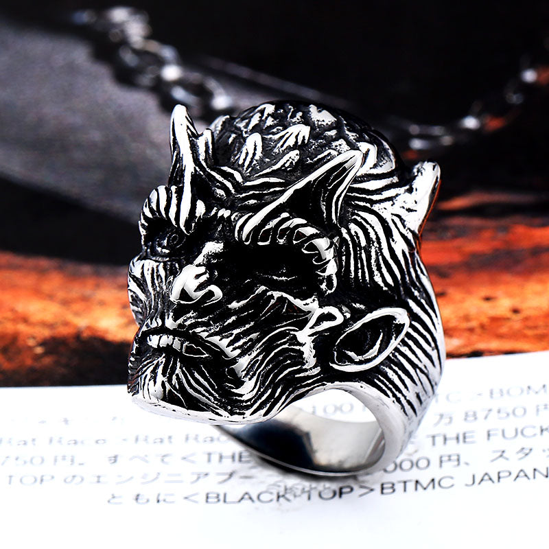 ZMY Home Men's Gothic Ice Demon Skull Ring, Vintage Stainless Steel Night King Style Biker Ring, Punk Rock Ghost Warrior Statement Jewelry