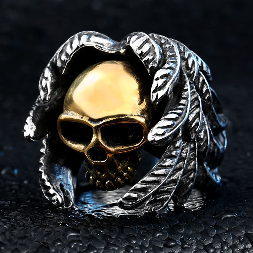 Laughing Skull Ring - Grinning Skeleton Face Statement Ring