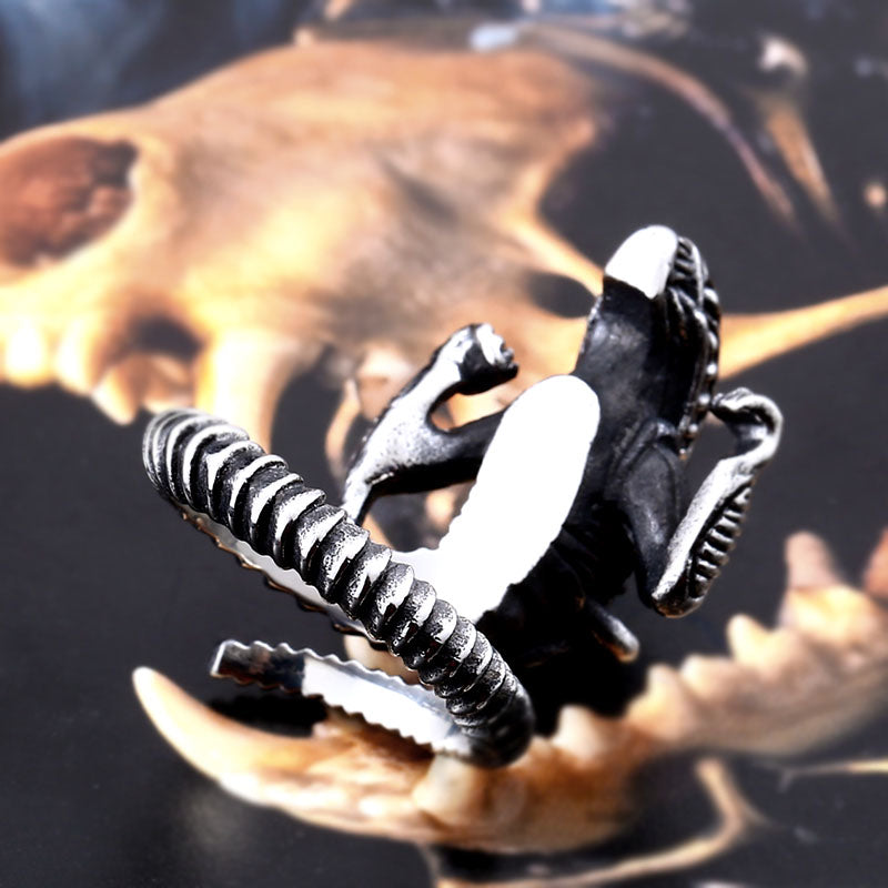 ZMY Home Xenomorph Head Ring - Sci Fi Movie Monster Stainless Steel Men Ring