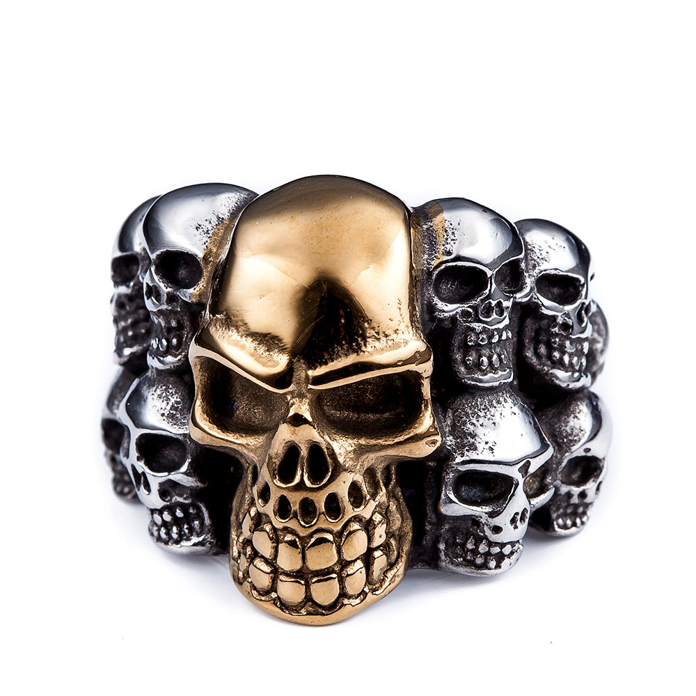 Vintage Double Skull Ring - Gothic Stainless Steel Statement Ring