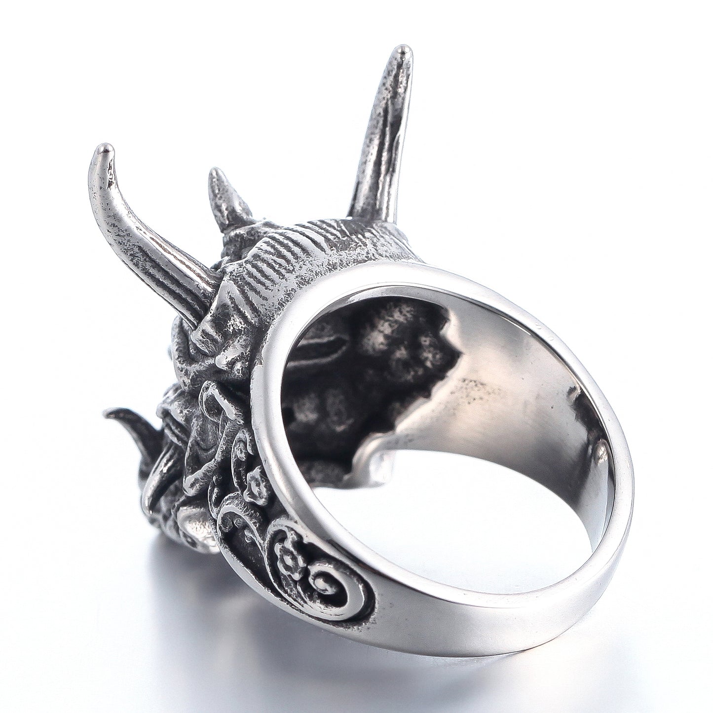 ZMY Home Men's Stainless Steel Japanese Hannya Mask Devil Ring, Gothic Oni Skull Biker Band, Edgy Punk Rock Jewelry Gift for Men