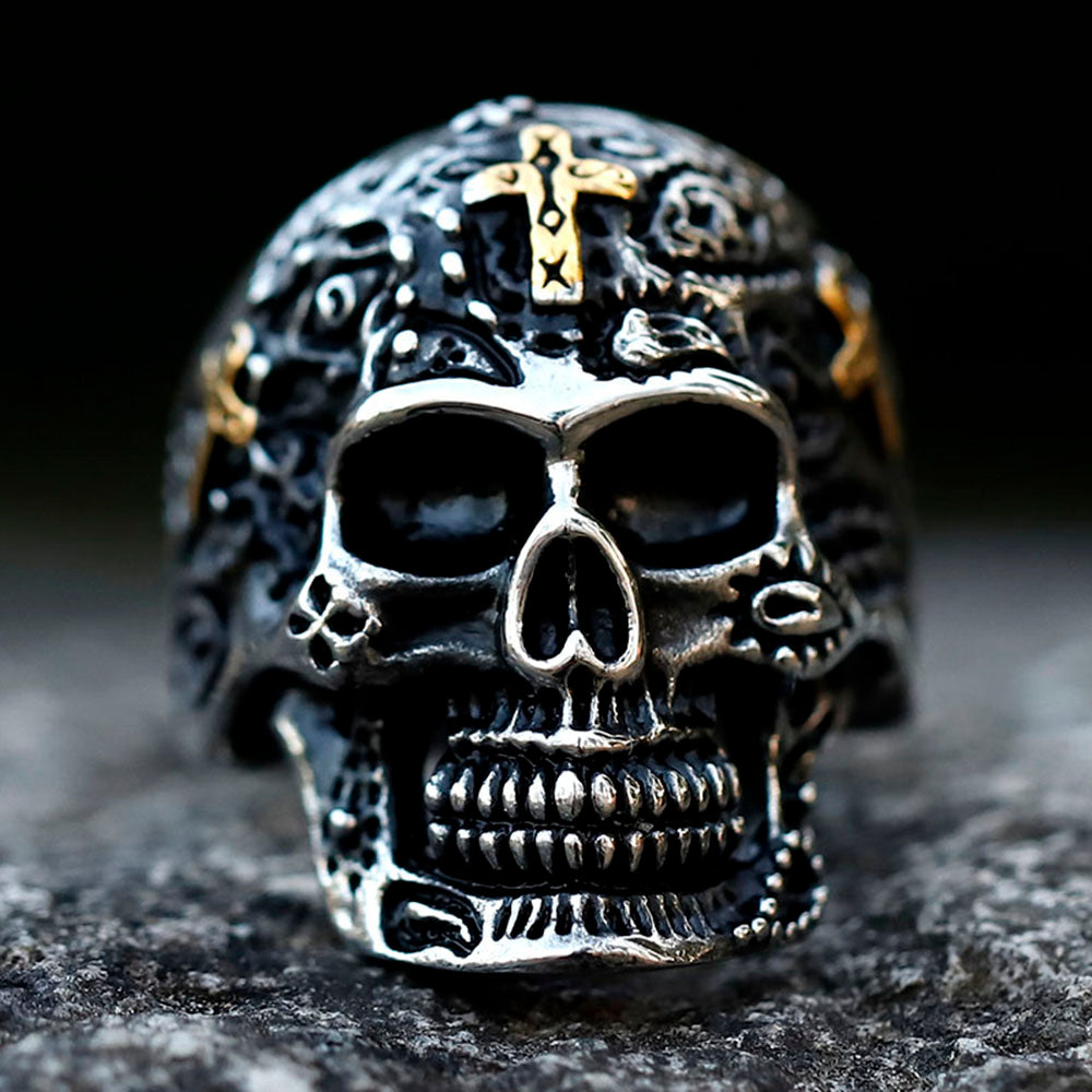 ZMY Home Stainless Steel Party Jewelry Gothic Cross Skull Ring