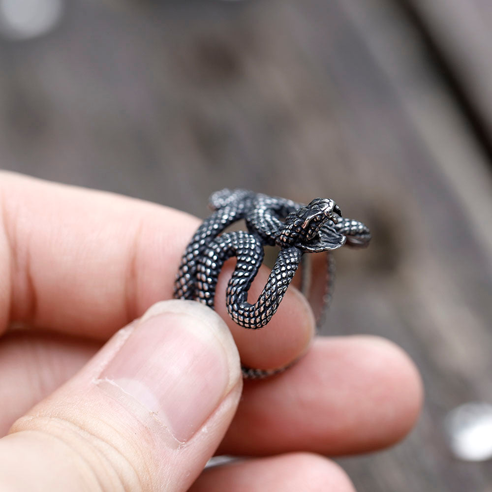 ZMY Home Stainless Steel Snake Ring Serpentine Style Animal Jewelry for Men and Women