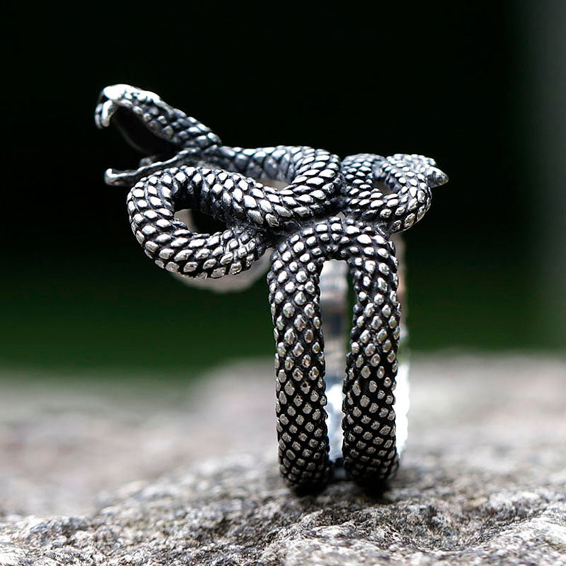 ZMY Home Stainless Steel Snake Ring Serpentine Style Animal Jewelry for Men and Women