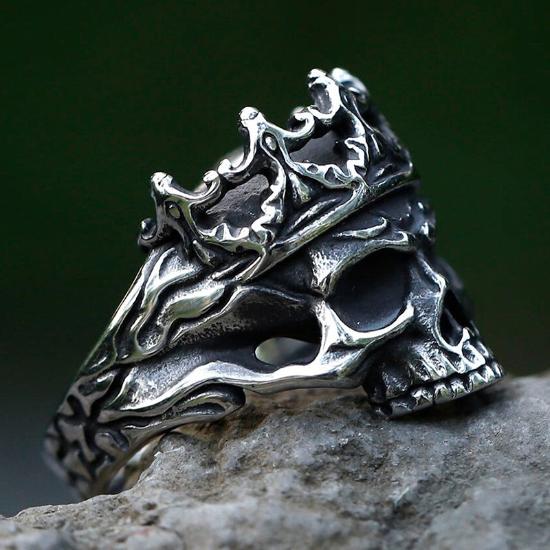 ZMY Home Crowned Skull Stainless Steel Ring Bold and Edgy Fashion Statement Party Jewelry