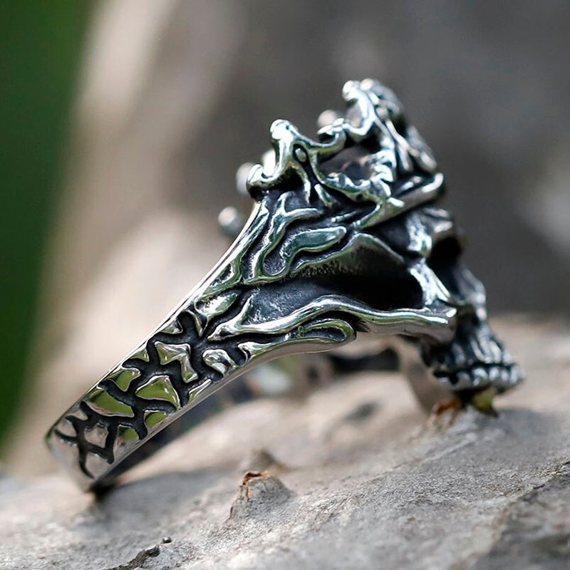 ZMY Home Crowned Skull Stainless Steel Ring Bold and Edgy Fashion Statement Party Jewelry